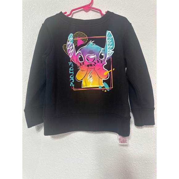 Disney Stitch Black Graphic Sweatshirt Kids XS Colorful Cartoon Pullover - Picture 5 of 8